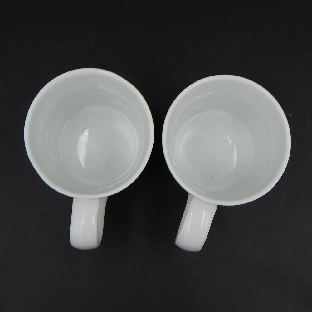 Crate And Barrel Black Cat Demitasse Coffee Cup Mug Set 2 Riding Broom Halloween